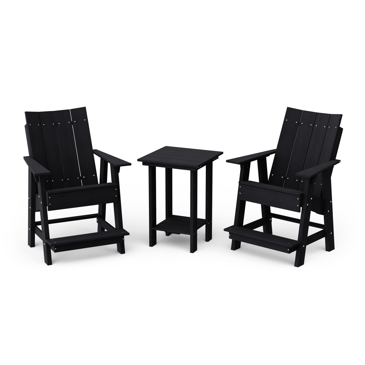 Contemporary 3-Piece High Adirondack Chair Set with Side Table