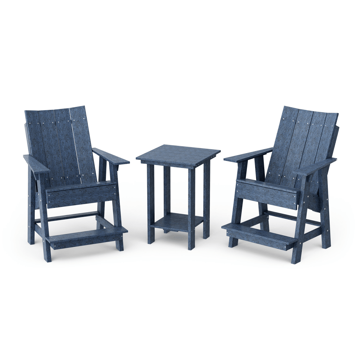 Contemporary 3-Piece High Adirondack Chair Set with Side Table