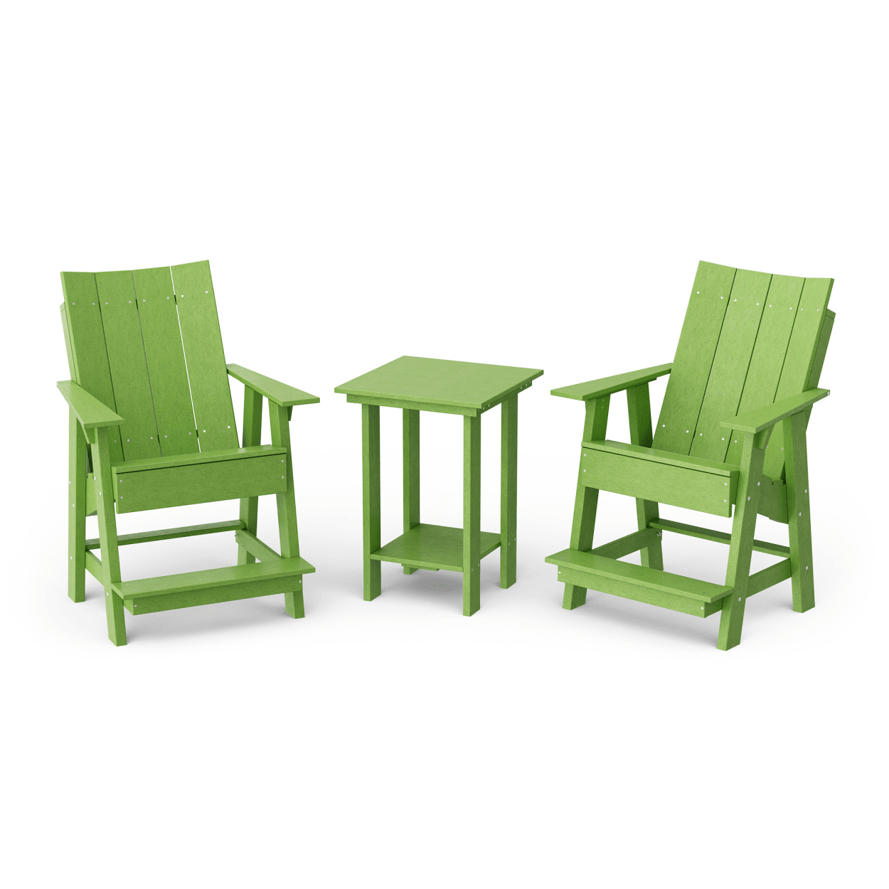 Contemporary 3-Piece Tall Modern Adirondack Chair Set with Side Table