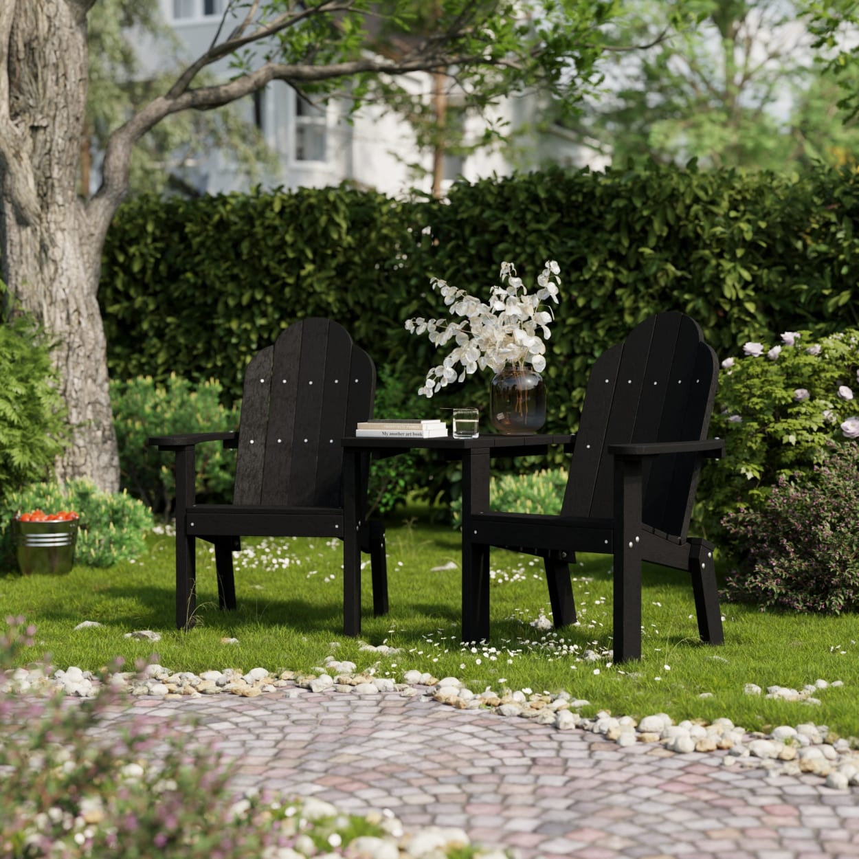 Classic 3-Piece Adirondack Set with Angled Connecting Table