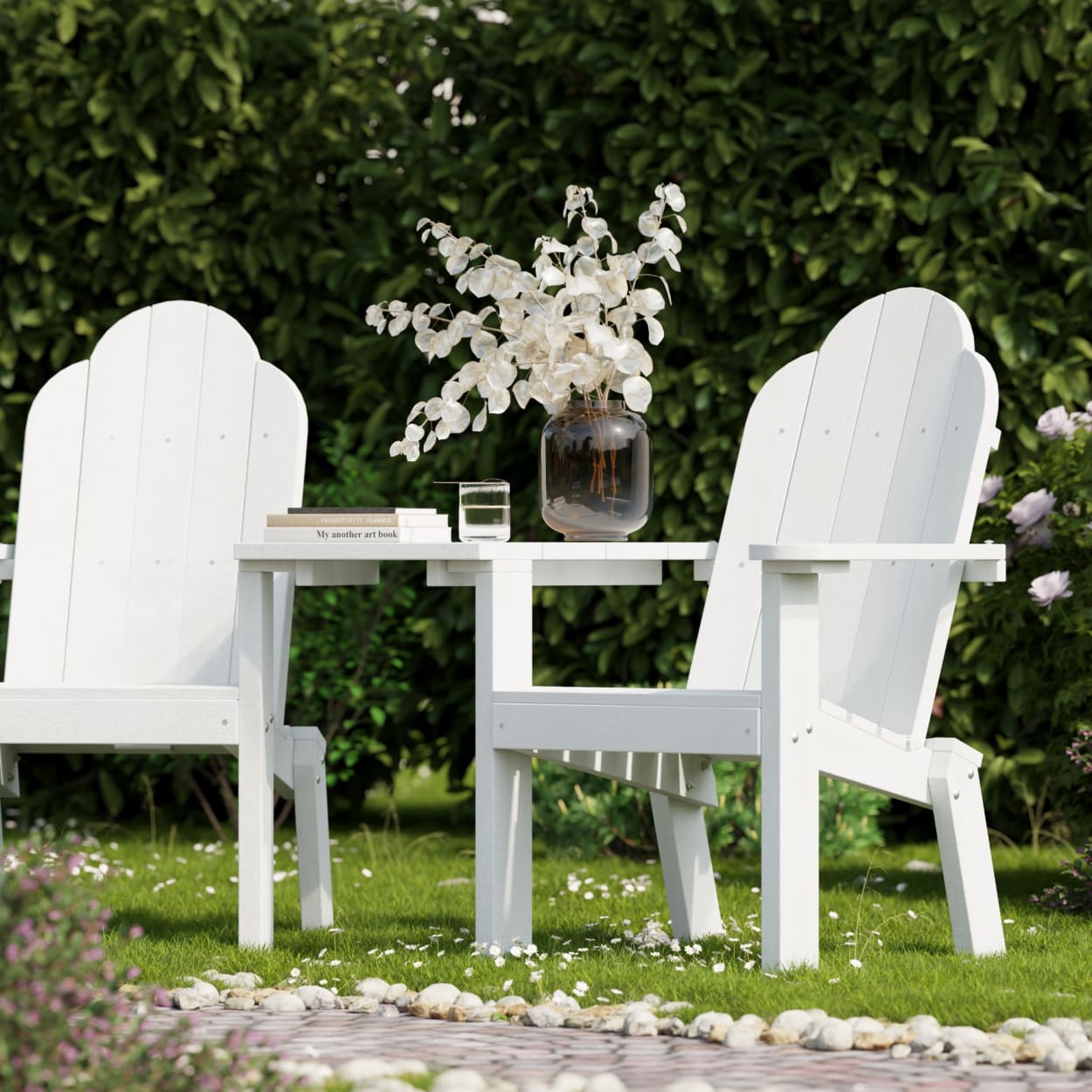 Classic 3-Piece Adirondack Set with Angled Connecting Table
