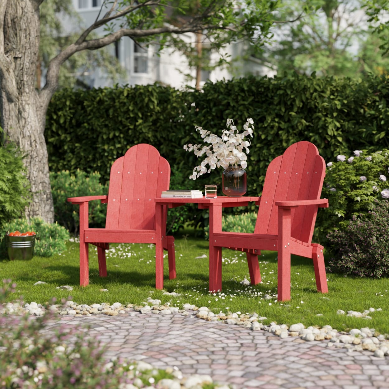Classic 3-Piece Adirondack Set with Angled Connecting Table