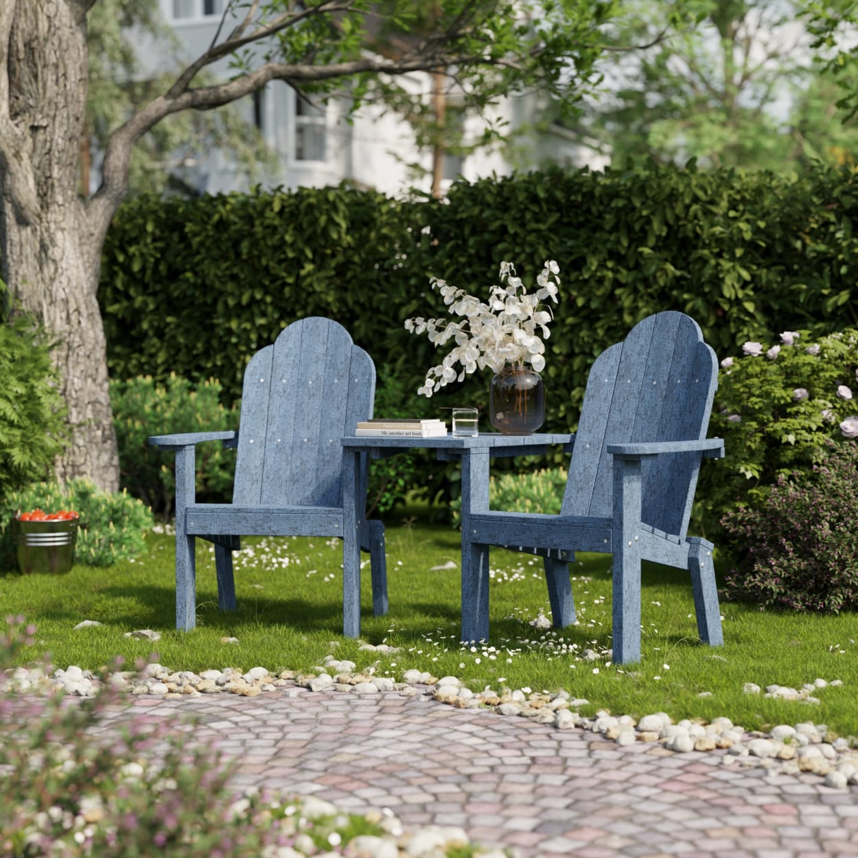 Classic 3-Piece Adirondack Set with Angled Connecting Table