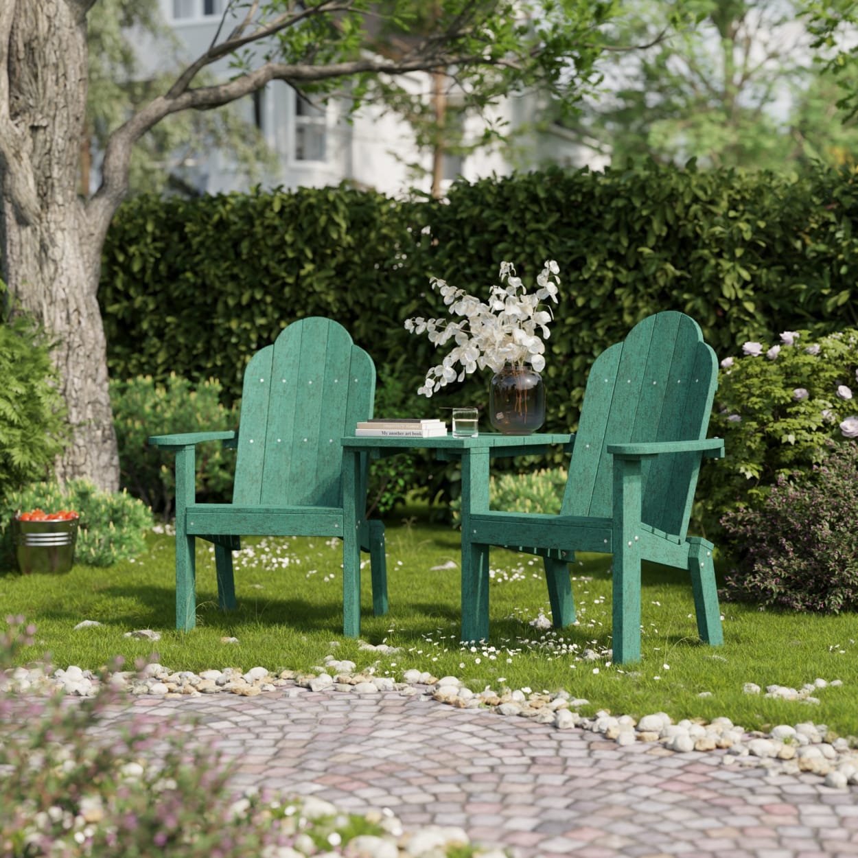 Classic 3-Piece Adirondack Set with Angled Connecting Table