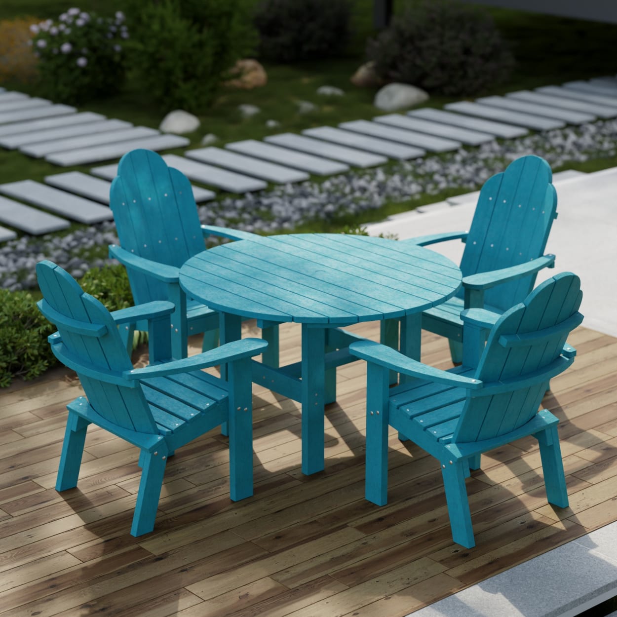 Classic 5-Piece 46" Round Dining Set with Deck Chairs