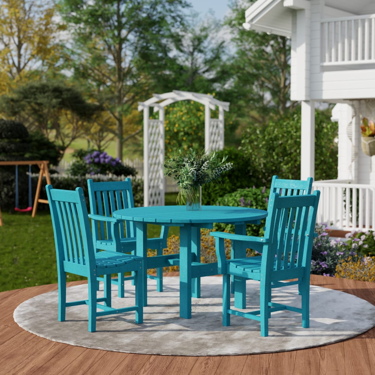 Classic 5-Piece 46" Round Dining Set with Dining Chairs