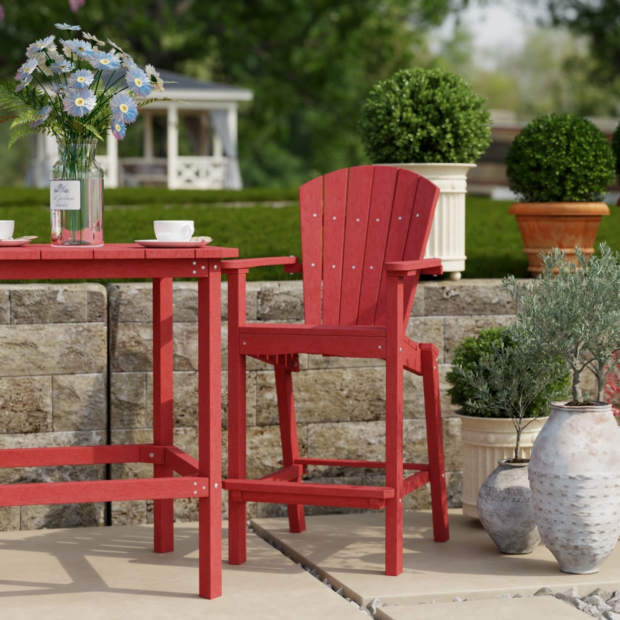 Classic Adirondack 3-Piece Bar Height Bistro Set