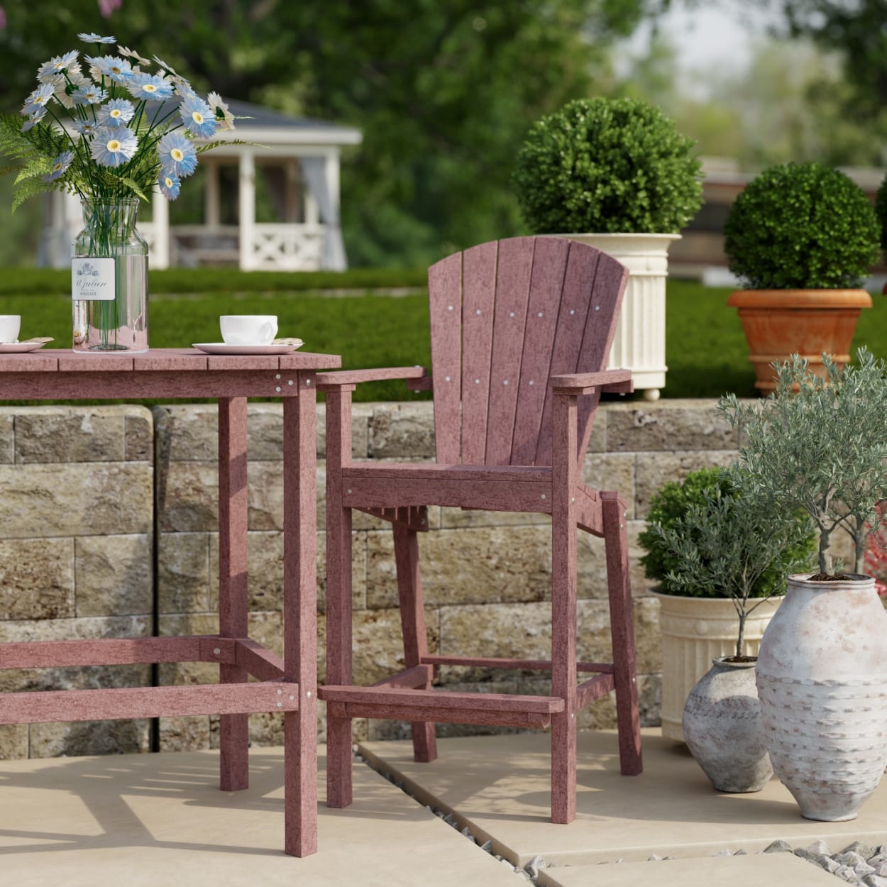 Classic Adirondack 3-Piece Bar Height Bistro Set
