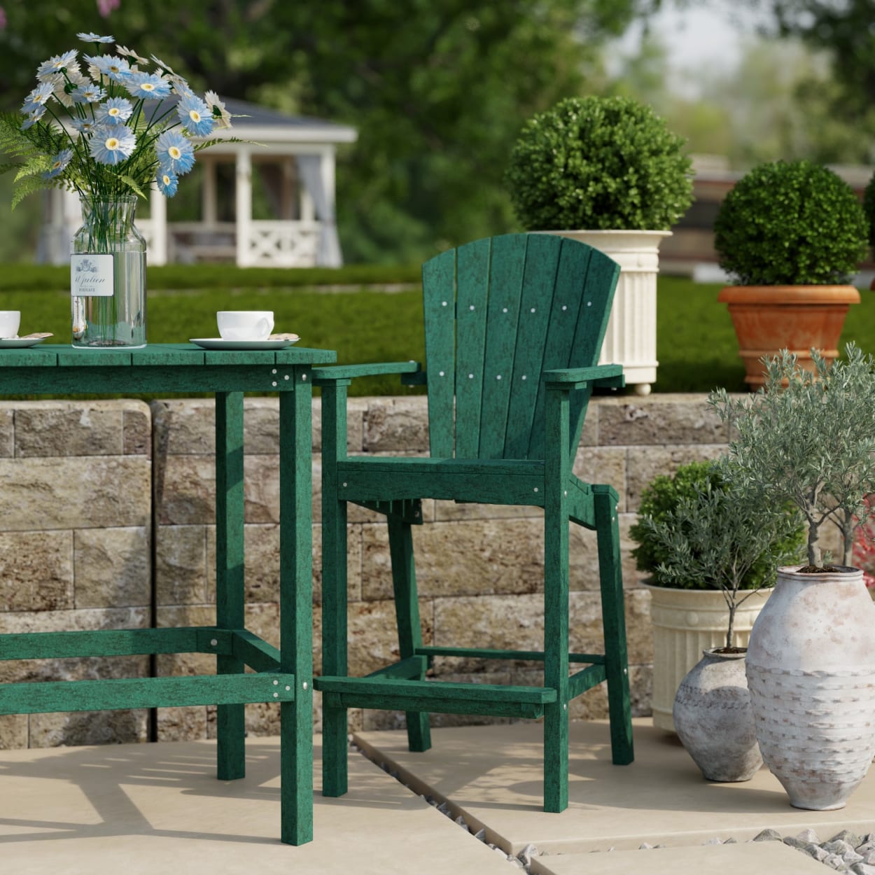 Classic Adirondack 3-Piece Bar Height Bistro Set