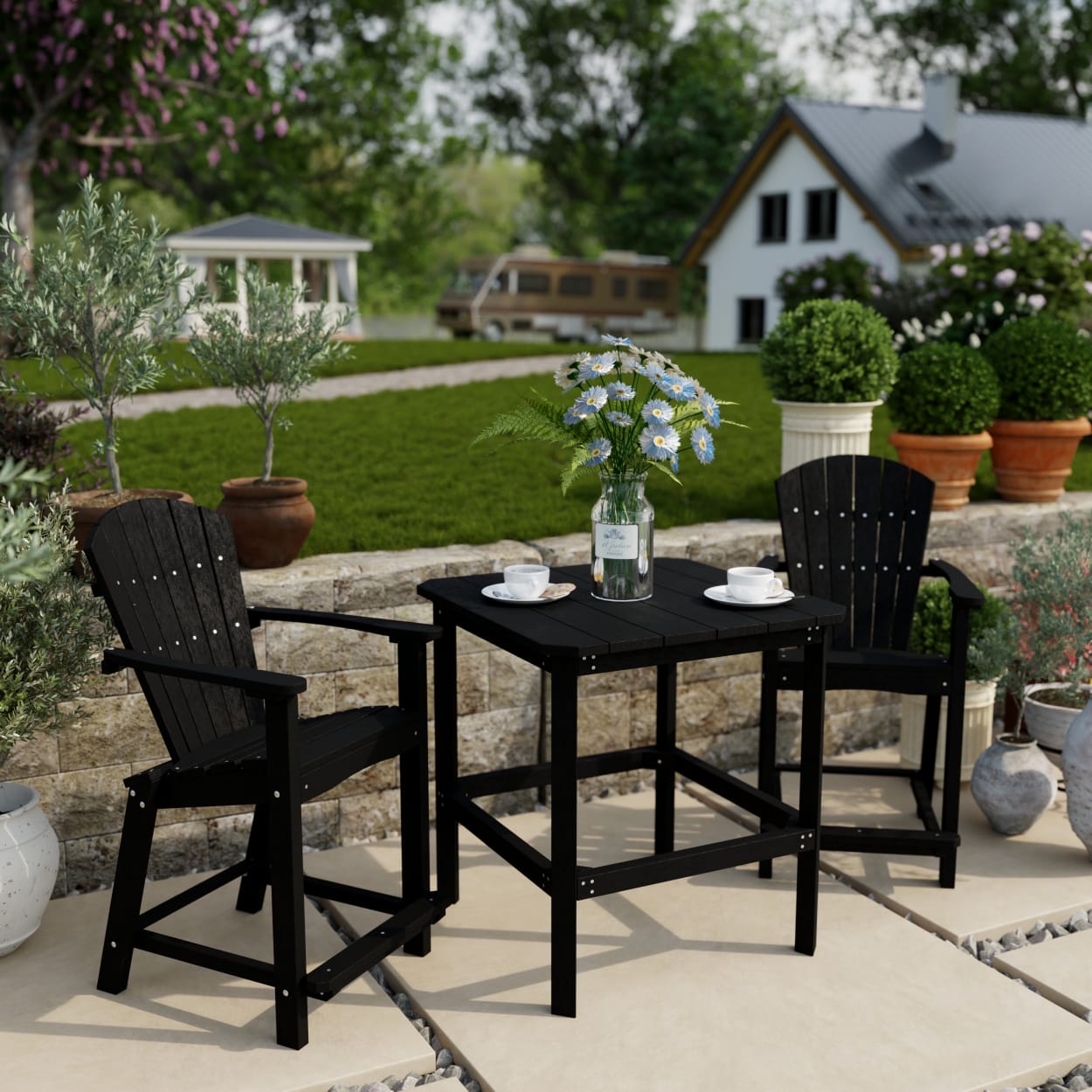 Classic Adirondack 3-Piece Counter Height Bistro Set
