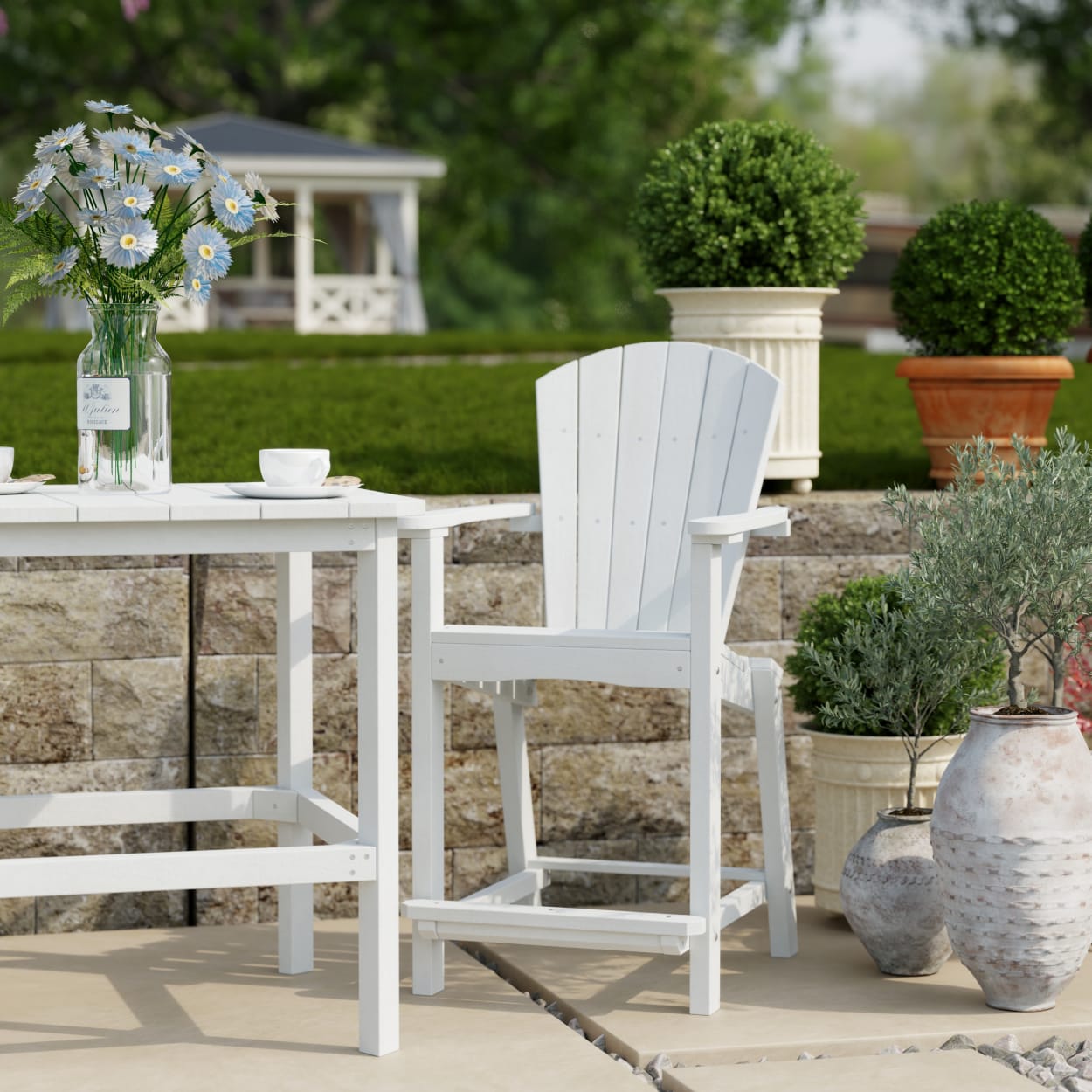 Classic Adirondack 3-Piece Counter Height Bistro Set