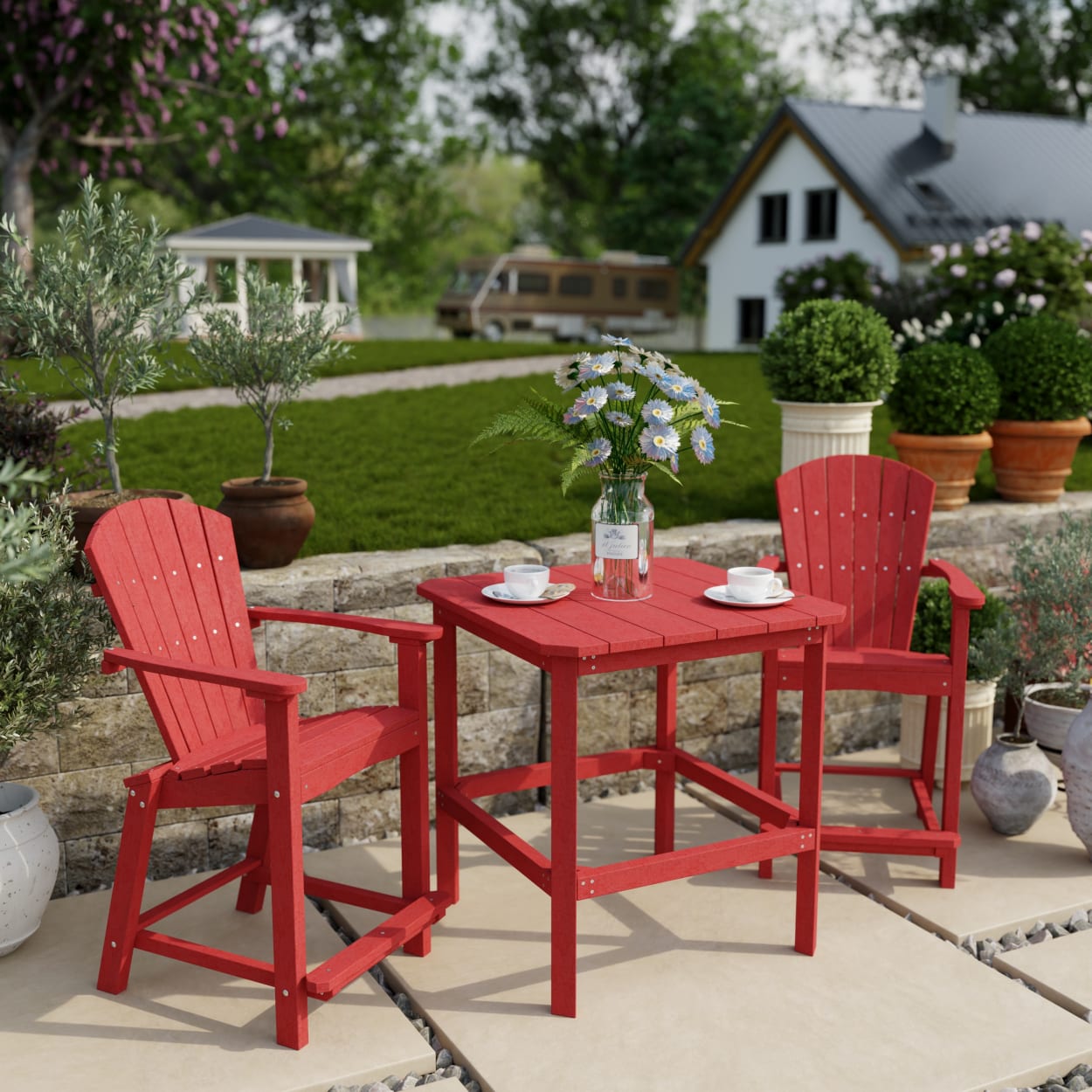 Classic Adirondack 3-Piece Counter Height Bistro Set