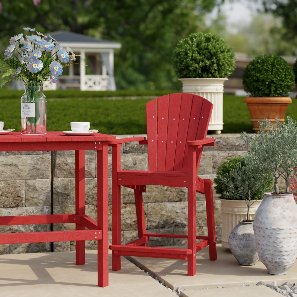 Classic Adirondack 3-Piece Counter Height Bistro Set
