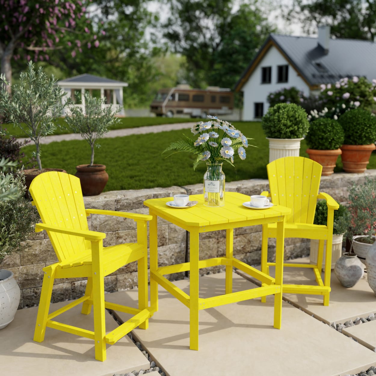 Classic Adirondack 3-Piece Counter Height Bistro Set