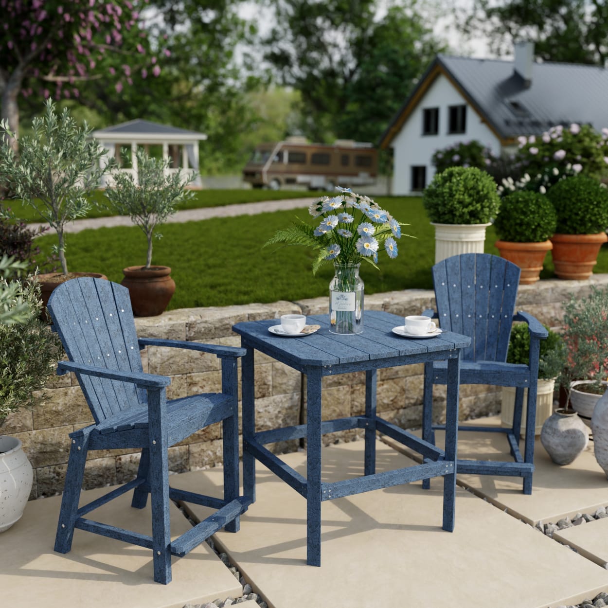Classic Adirondack 3-Piece Counter Height Bistro Set