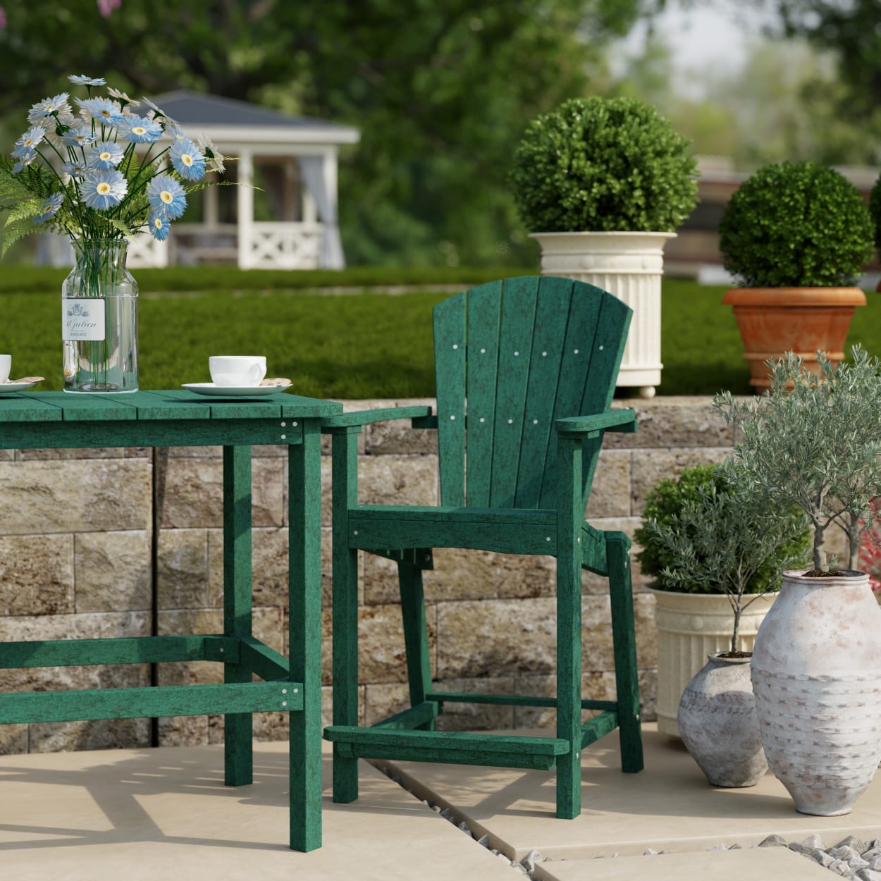 Classic Adirondack 3-Piece Counter Height Bistro Set