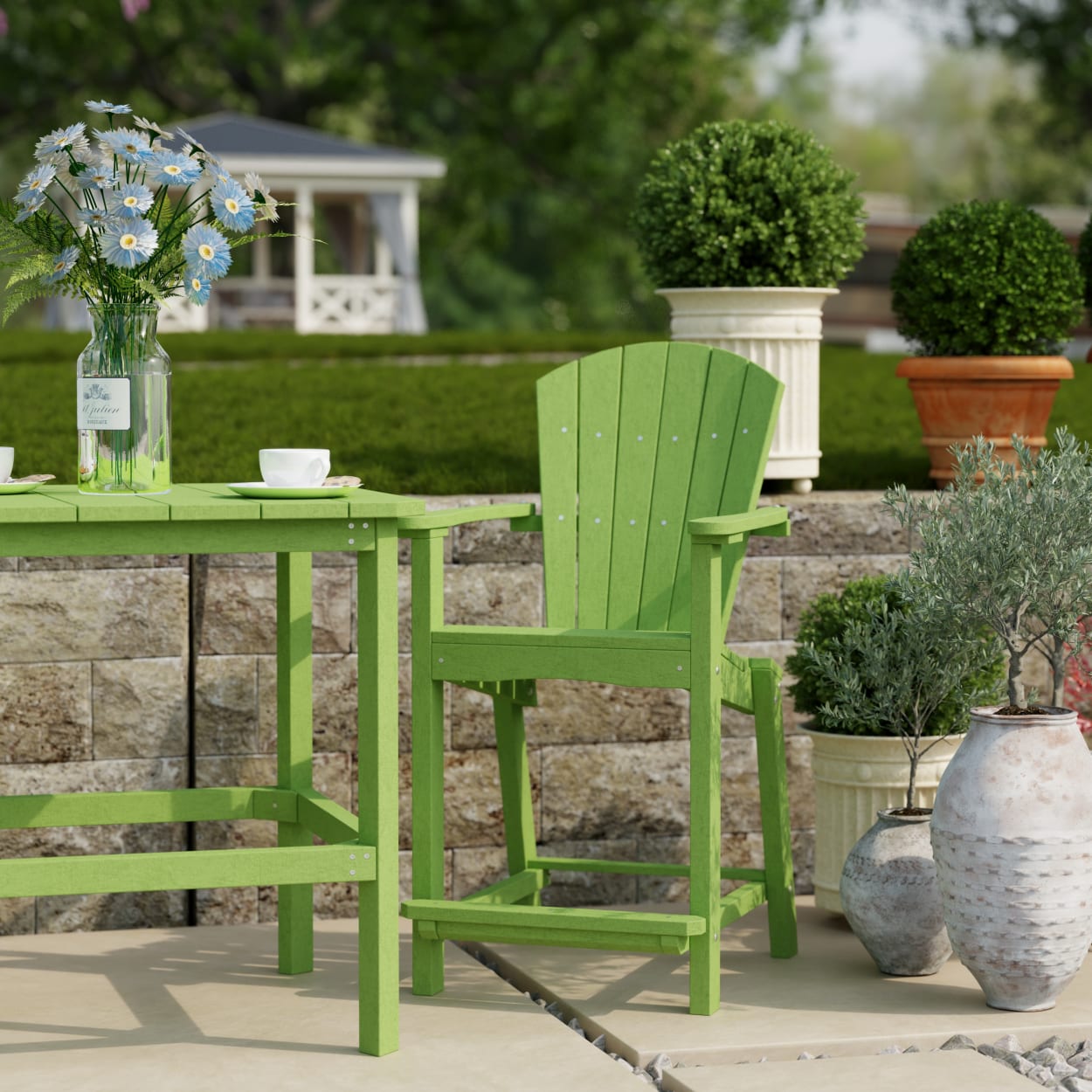 Classic Adirondack 3-Piece Counter Height Bistro Set