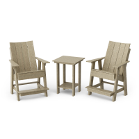Contemporary 3-Piece Tall Modern Adirondack Chair Set with Side Table