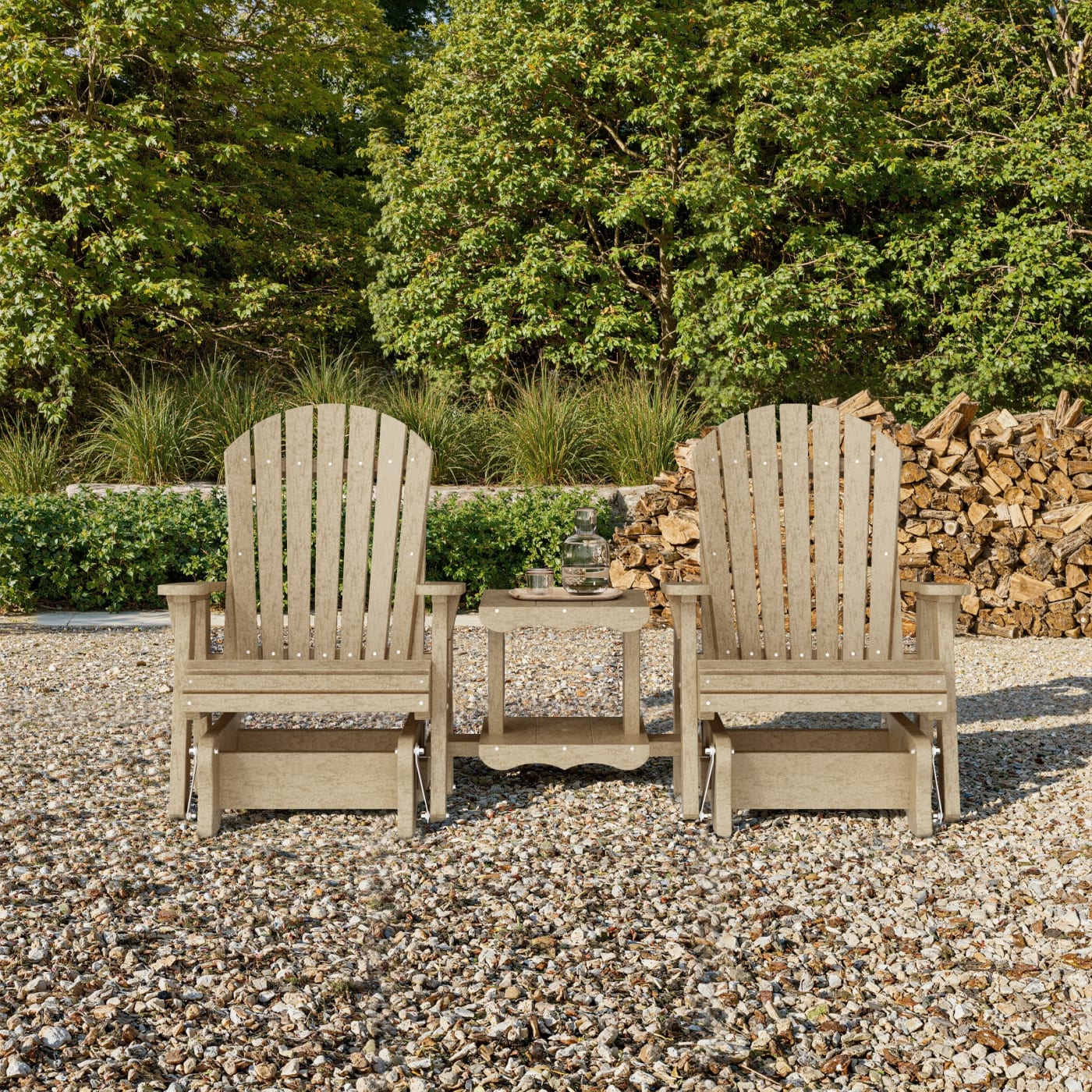Heritage Adirondack Glider Chair Set with Center Table