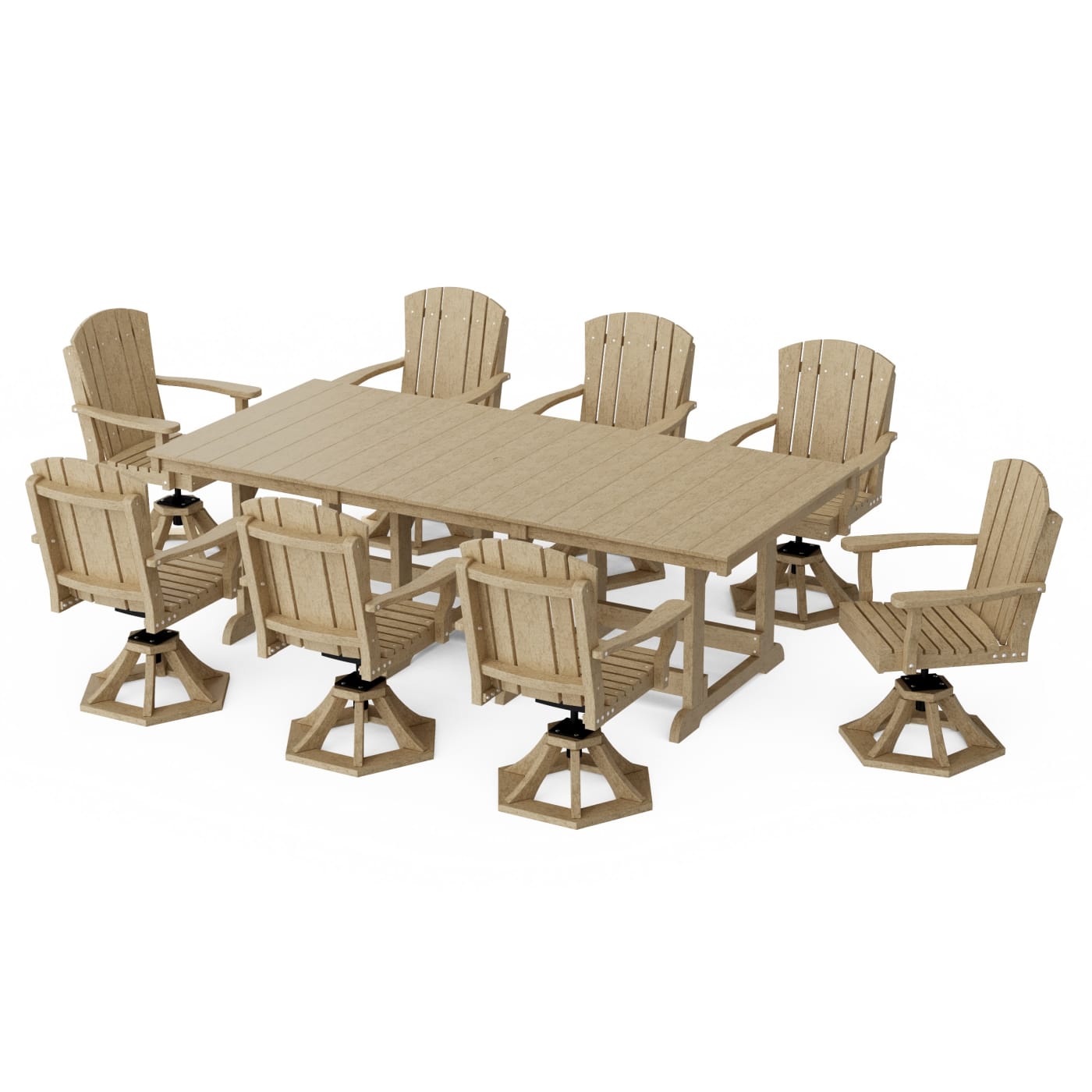Heritage 9-Piece Swivel Chair Rectangular Dining Set