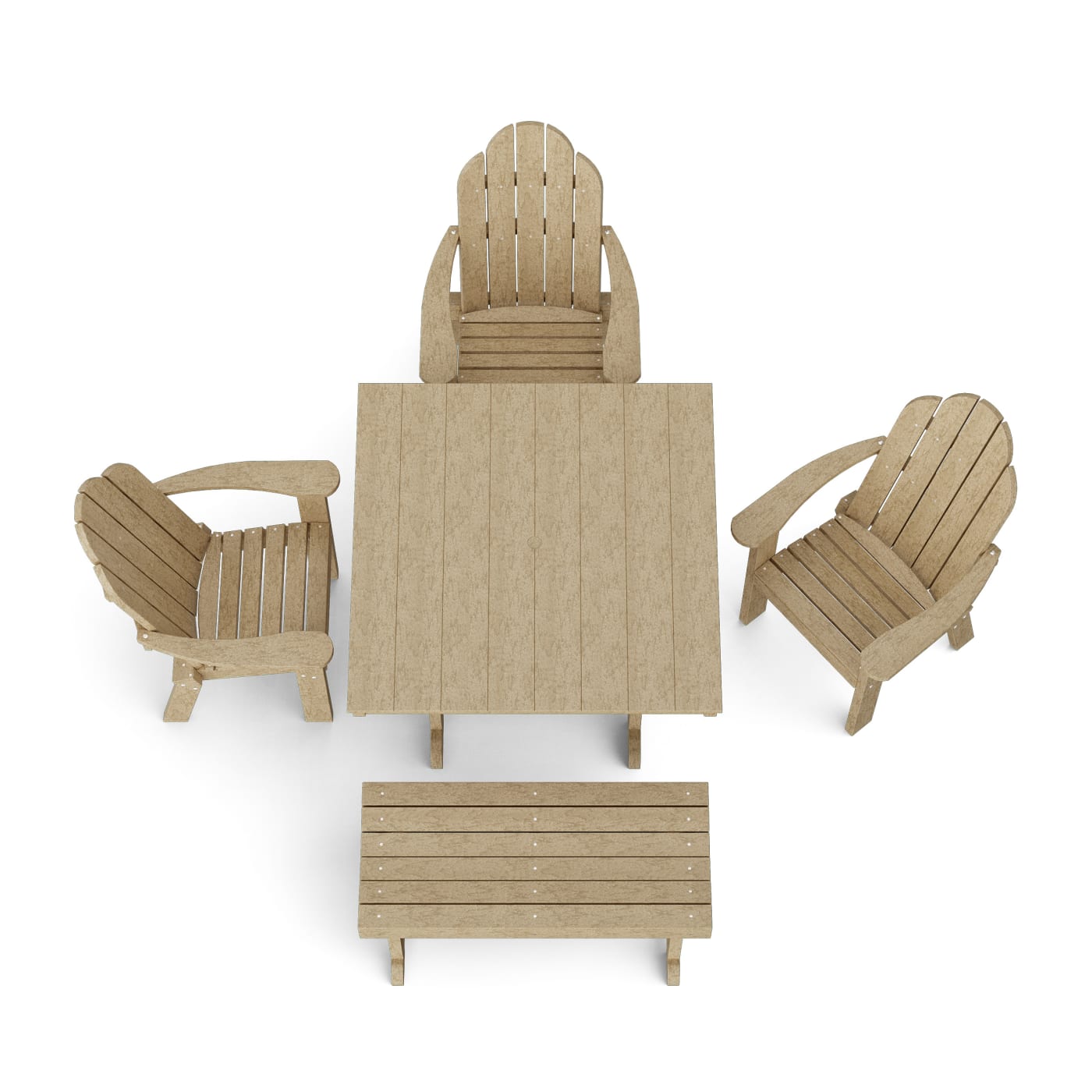 Classic Adirondack 5-Piece Square Dining Set with Bench