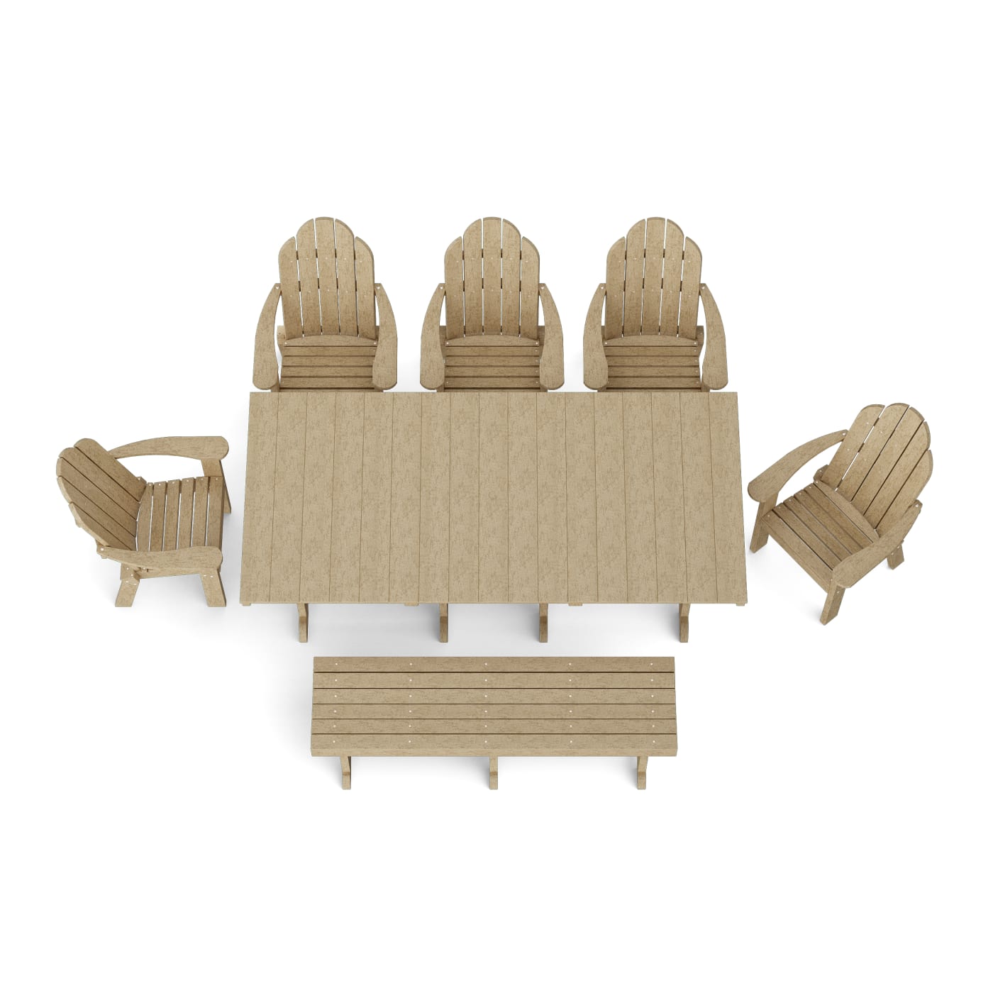 Classic Adirondack 7-Piece Rectangular Dining Set with Bench