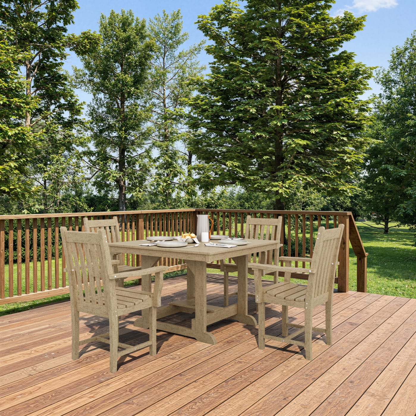 Classic 5-Piece Arm Chair Square Dining Set