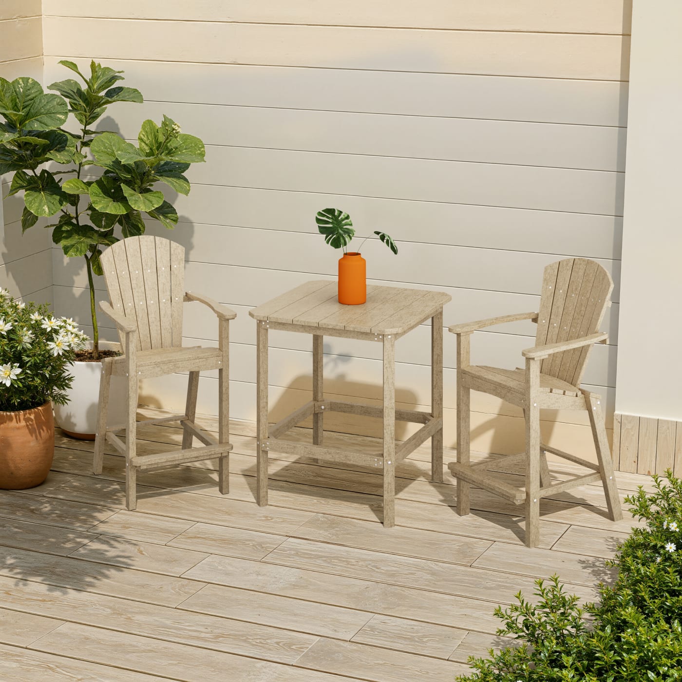 Classic Adirondack 3-Piece Bar Height Bistro Set