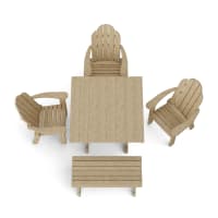 Classic Adirondack 5-Piece Square Dining Set with Bench
