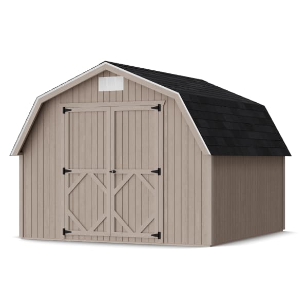 Rendering of Classic Gambrel 4' Barn Shed in assembly process ready to be painted.