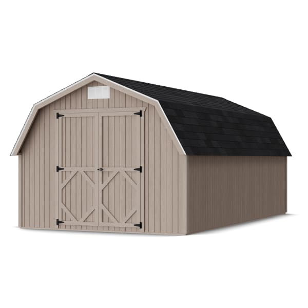 Rendering of Classic Gambrel 4' Barn Shed in assembly process ready to be painted.