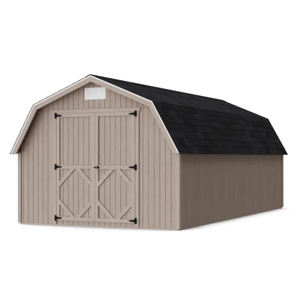 Rendering of Classic Gambrel 4' Barn Shed in assembly process ready to be painted.