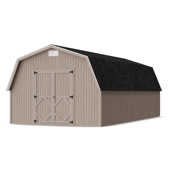 Rendering of Classic Gambrel 4' Barn Shed in assembly process ready to be painted.