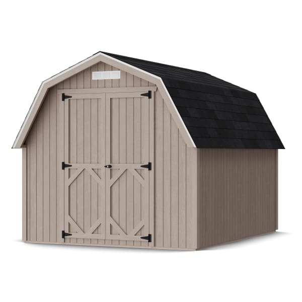 Rendering of Classic Gambrel 4' Barn Shed in assembly process ready to be painted.
