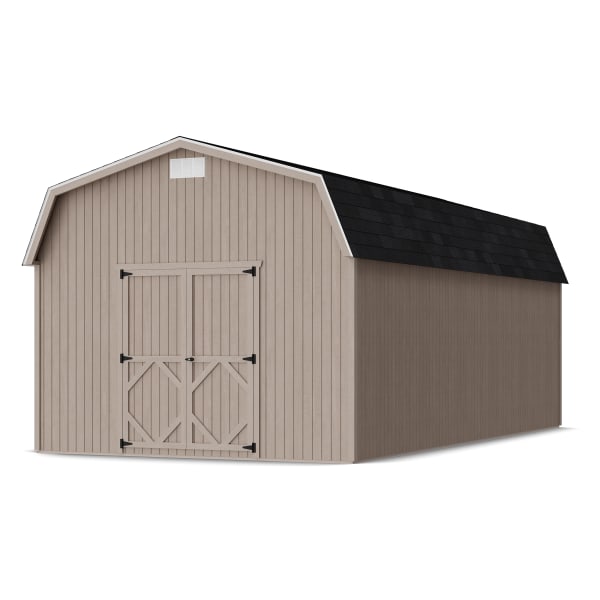 Rendering of Classic Gambrel 6' Barn Shed in assembly process ready to be painted.