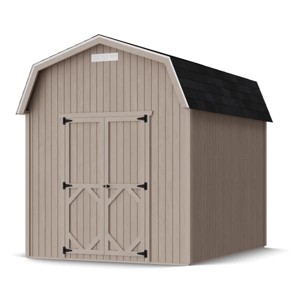 Rendering of Classic Gambrel 6' Barn Shed in assembly process ready to be painted.