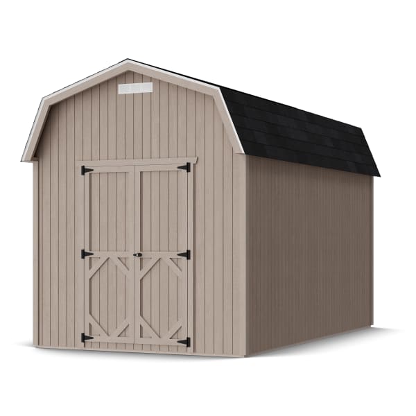 Rendering of Classic Gambrel 6' Barn Shed in assembly process ready to be painted.