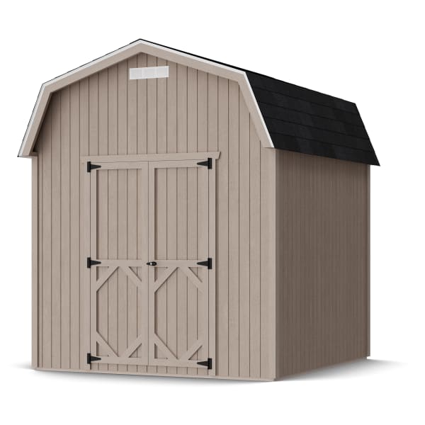 Rendering of Classic Gambrel 6' Barn Shed in assembly process ready to be painted.