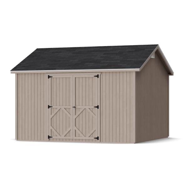 Rendering of Classic Gable Shed with Side Entry in assembly process ready to be painted.