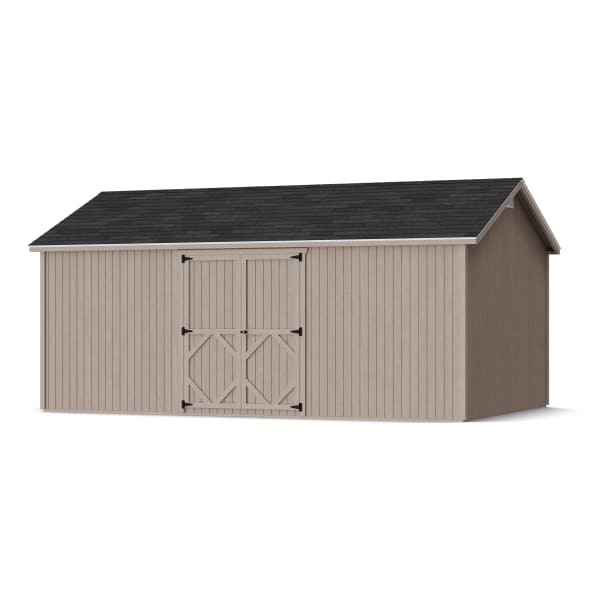 Rendering of Classic Gable Shed with Side Entry in assembly process ready to be painted.