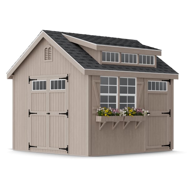 Rendering of Colonial Lexington Shed in assembly process ready to be painted.