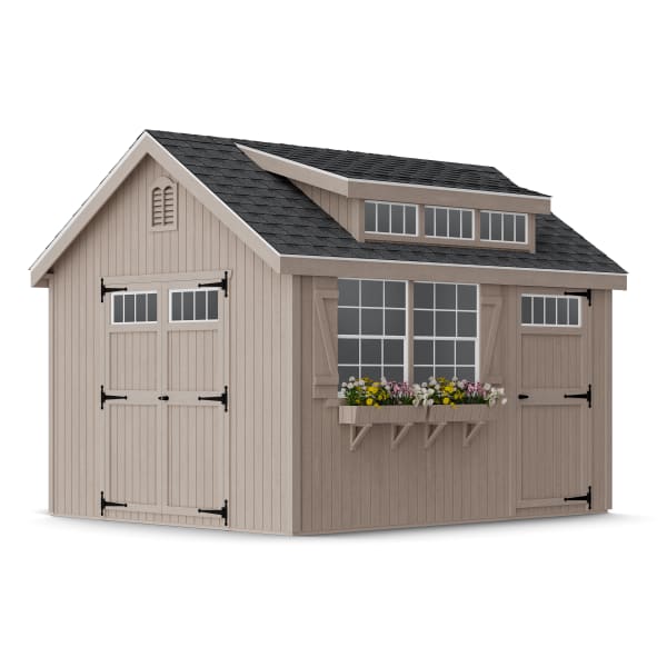 Rendering of Colonial Lexington Shed in assembly process ready to be painted.