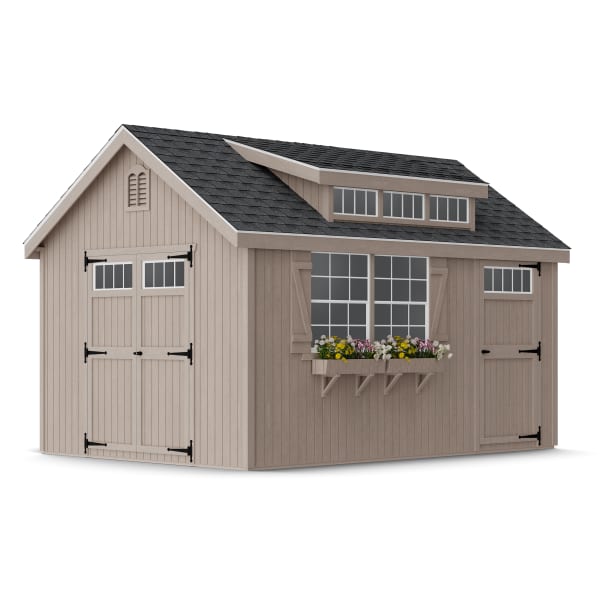 Rendering of Colonial Lexington Shed in assembly process ready to be painted.
