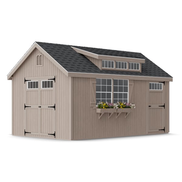 Rendering of Colonial Lexington Shed in assembly process ready to be painted.