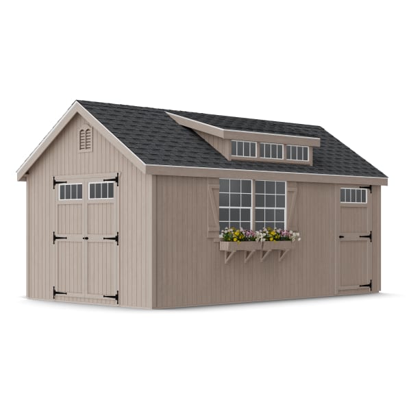 Rendering of Colonial Lexington Shed in assembly process ready to be painted.