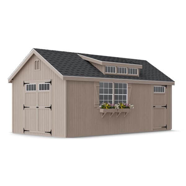 Rendering of Colonial Lexington Shed in assembly process ready to be painted.