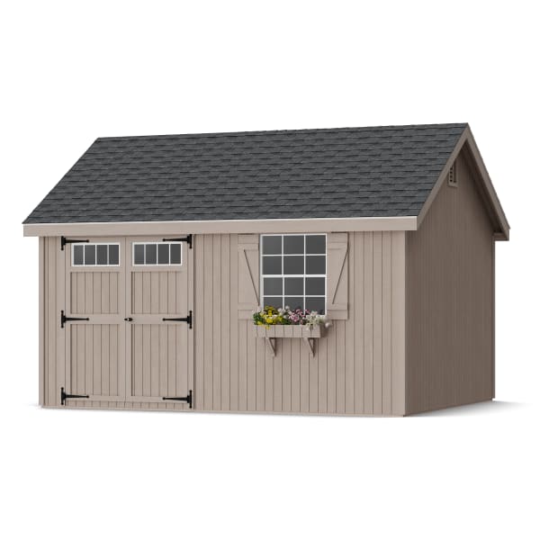 Rendering of Colonial Pinehurst Shed in assembly process ready to be painted.