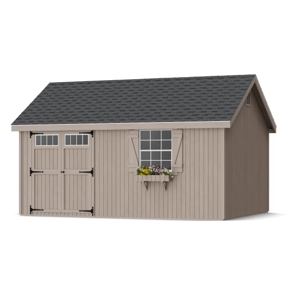 Rendering of Colonial Pinehurst Shed in assembly process ready to be painted.