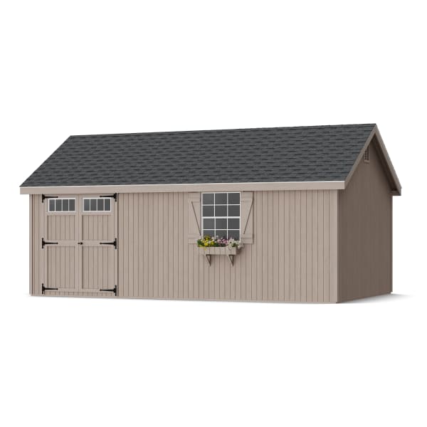 Rendering of Colonial Pinehurst Shed in assembly process ready to be painted.