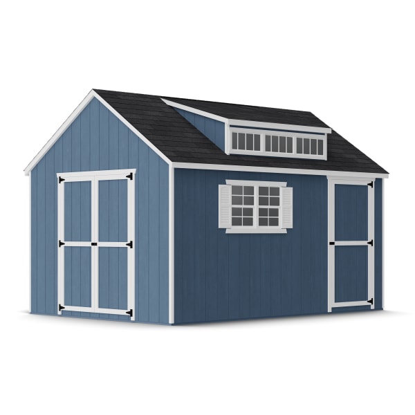 Rendering of Value Dormer Shed with Dual Entry with shingles and paint.